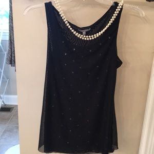 Black, sheer but lined tank top - VGUC